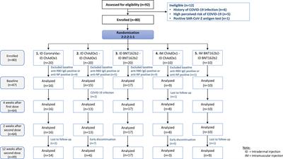 Safety and immunogenicity of intradermal administration of fractional dose CoronaVac®, ChAdOx1 nCoV-19 and BNT162b2 as primary series vaccination